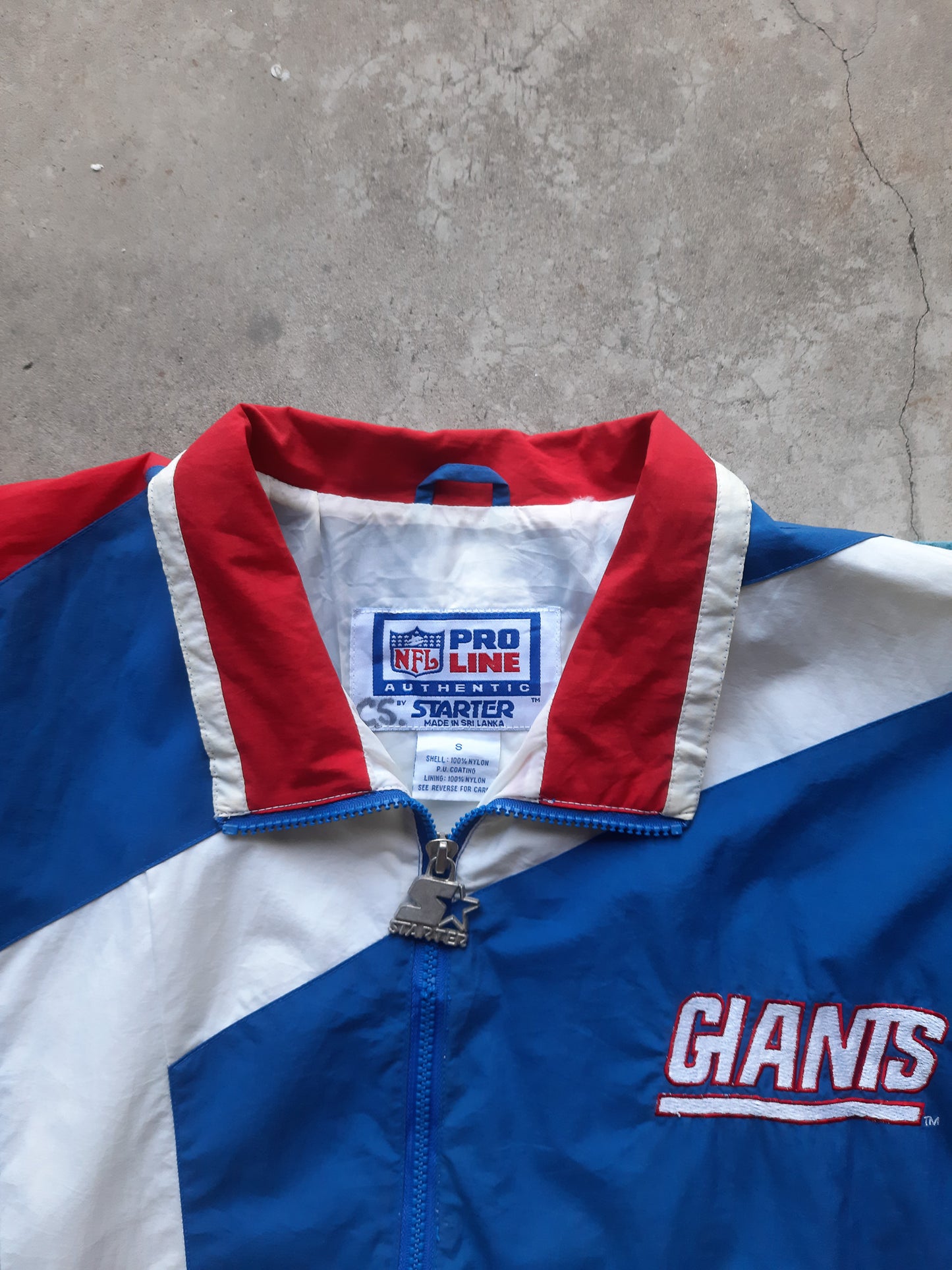 Vintage 90s Starter Pro Line New York Giants Full Zip Windbreaker (S)