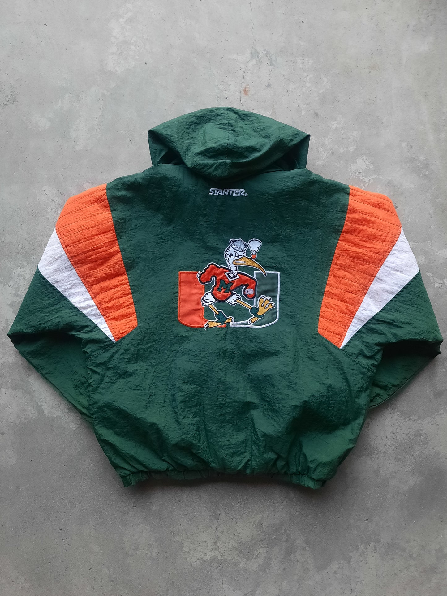 Vintage 90s Starter Miami Hurricanes NCAA University of Miami Anorak Pullover (XL)