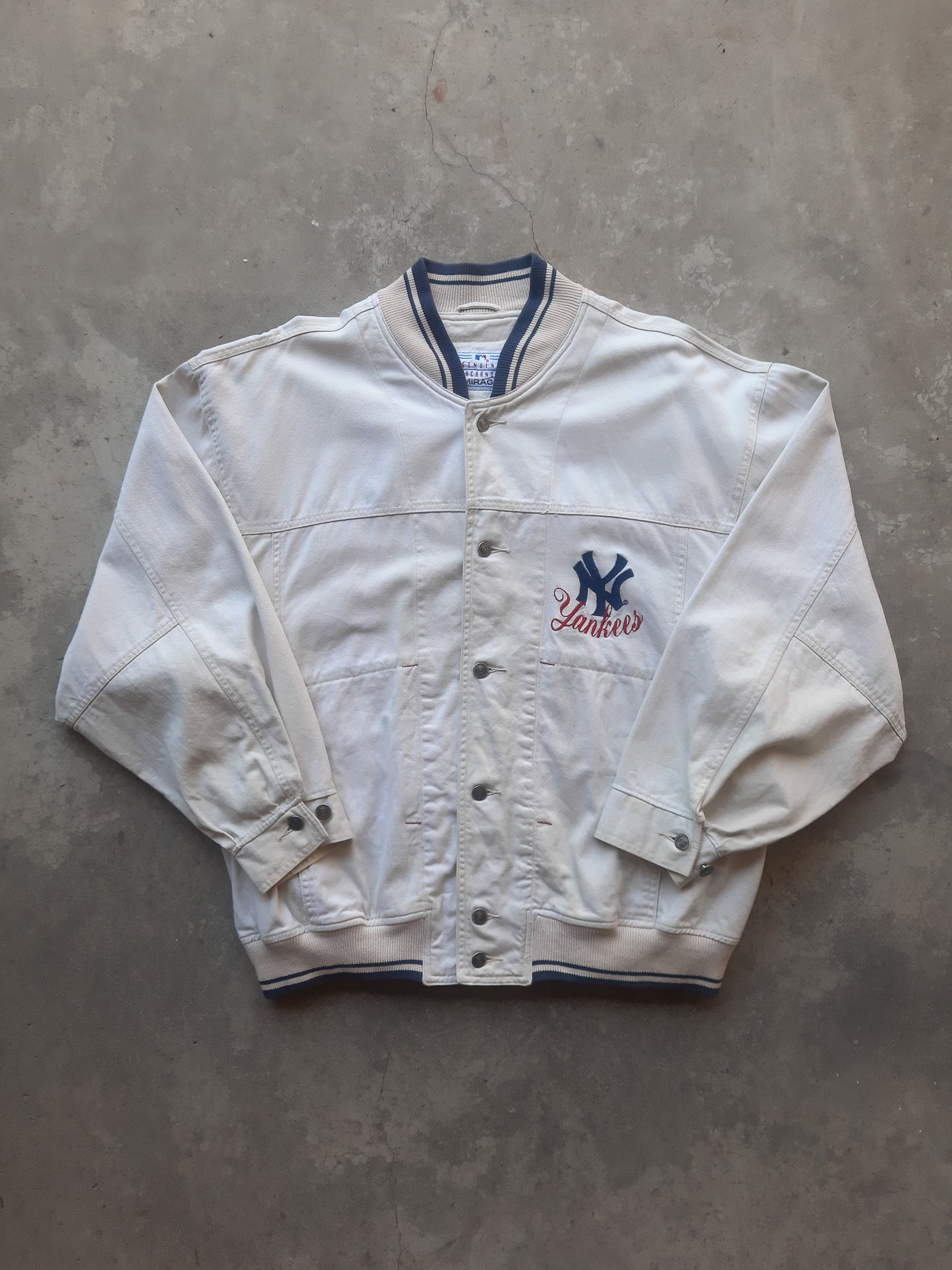 Vintage 90s Mirage New York Yankees Script MLB Varsity Jacket (XL)