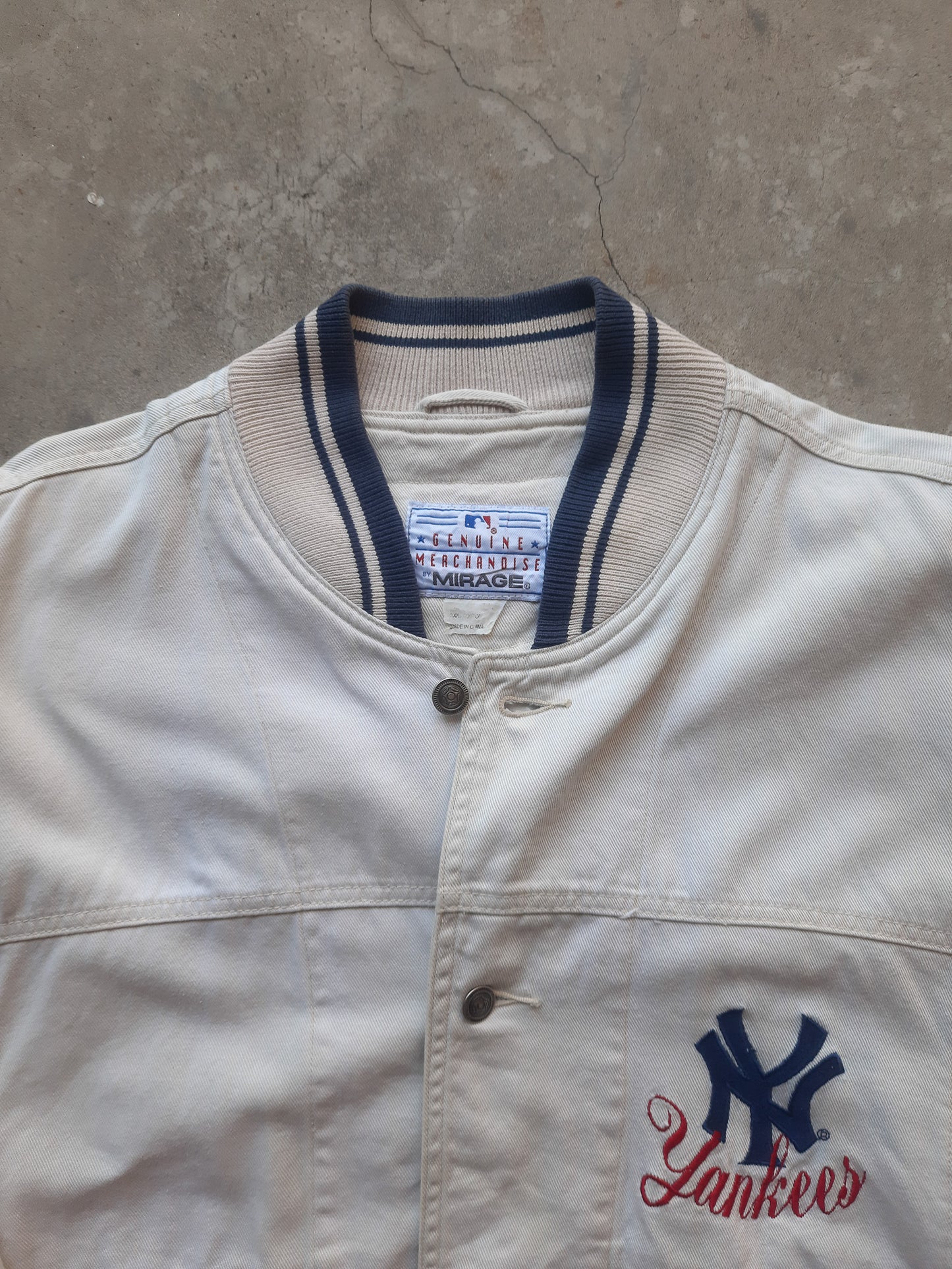 Vintage 90s Mirage New York Yankees Script MLB Varsity Jacket (XL)