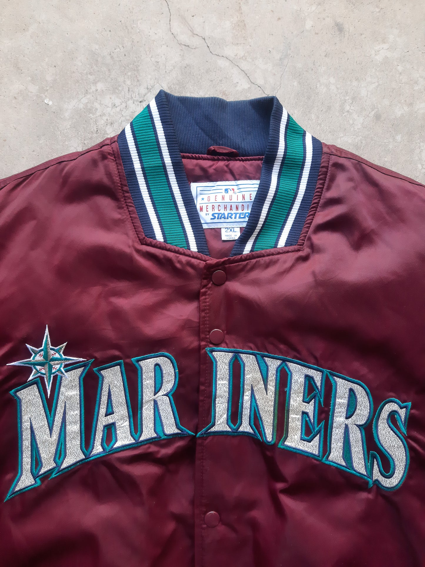 Vintage 90s Starter Seattle Mariners MLB Satin Jacket (2XL)