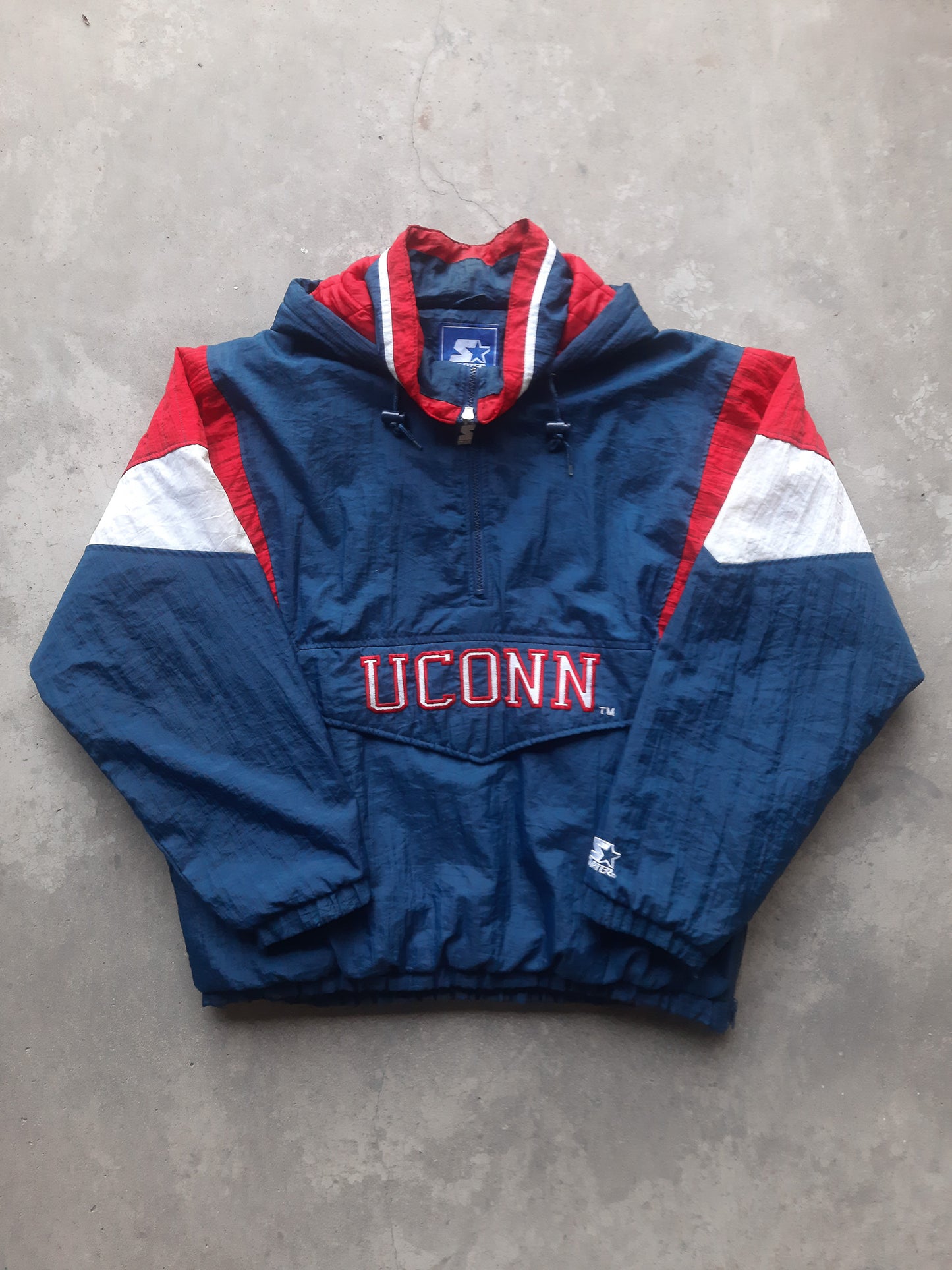 Vintage 90s Starter UConn Huskies NCAA University of Connecticut Anorak Pullover (XL)