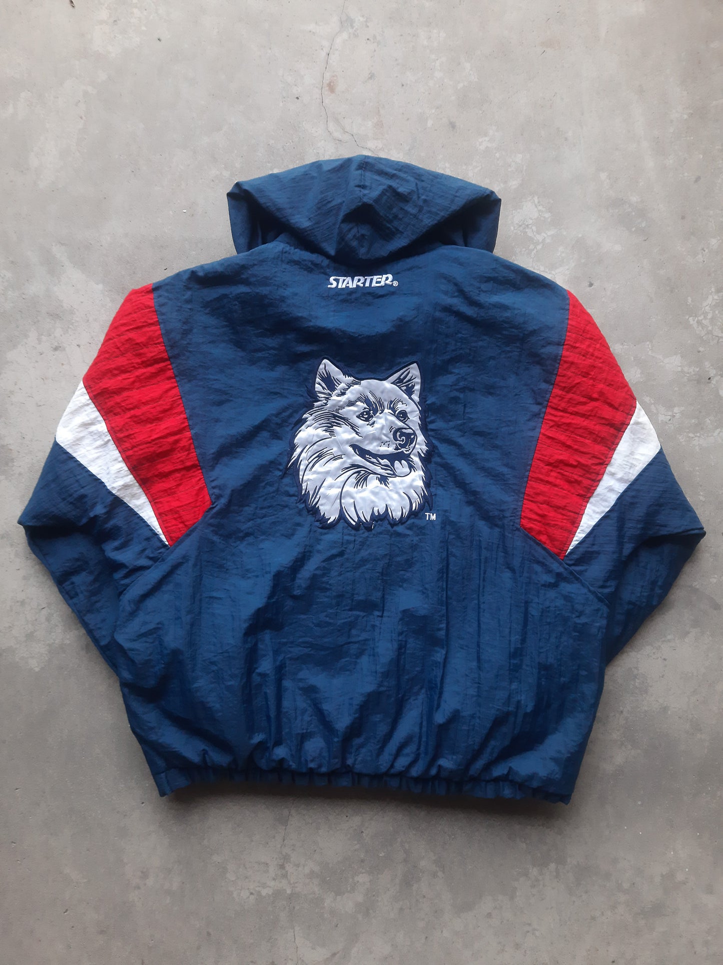 Vintage 90s Starter UConn Huskies NCAA University of Connecticut Anorak Pullover (XL)