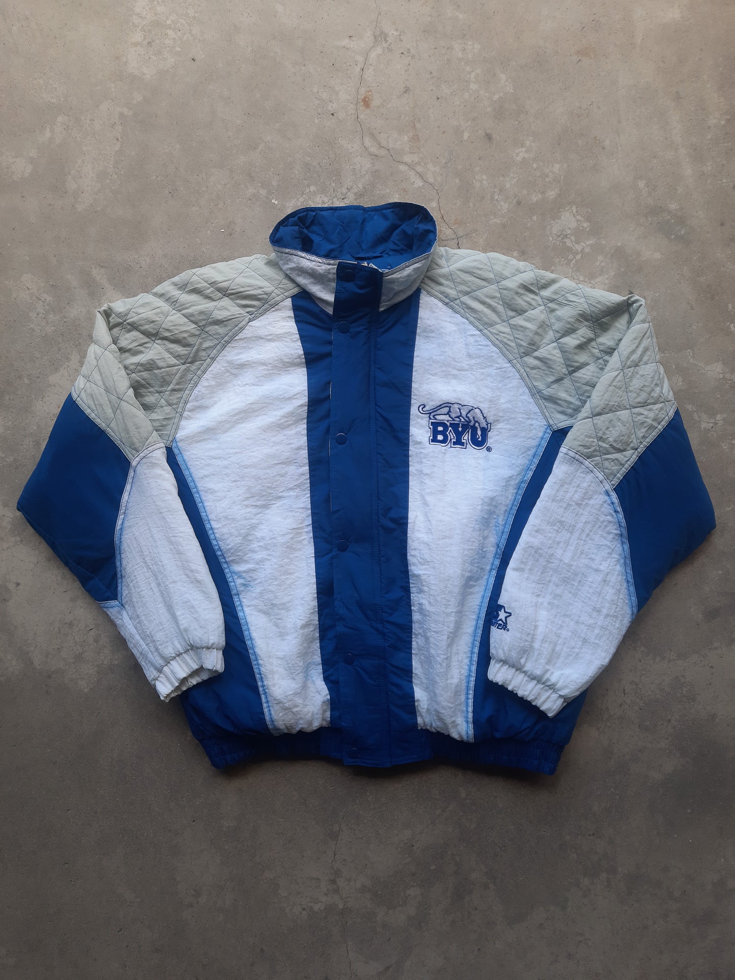 Vintage 90s Starter BYU Cougars NCAA Brigham Young University Puffer Jacket (L)