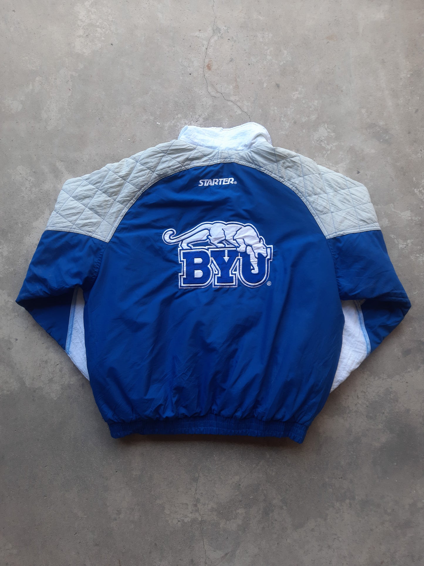 Vintage 90s Starter BYU Cougars NCAA Brigham Young University Puffer Jacket (L)