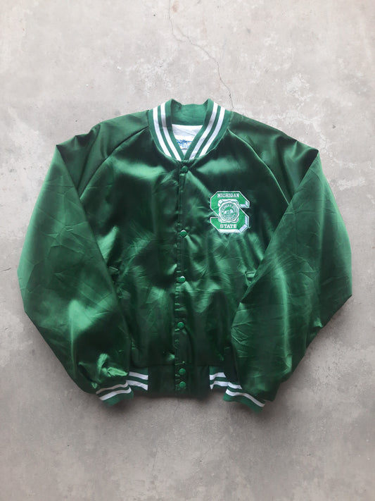 Vintage 80s Chalk Line Michigan State University Satin Jacket (XL)