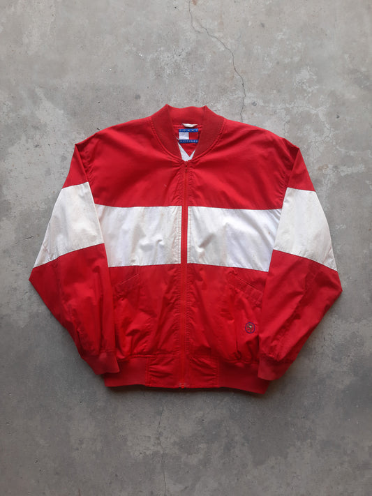 Vintage 90s Tommy Hilfiger Horizontal Stripe Bomber Jacket (M)