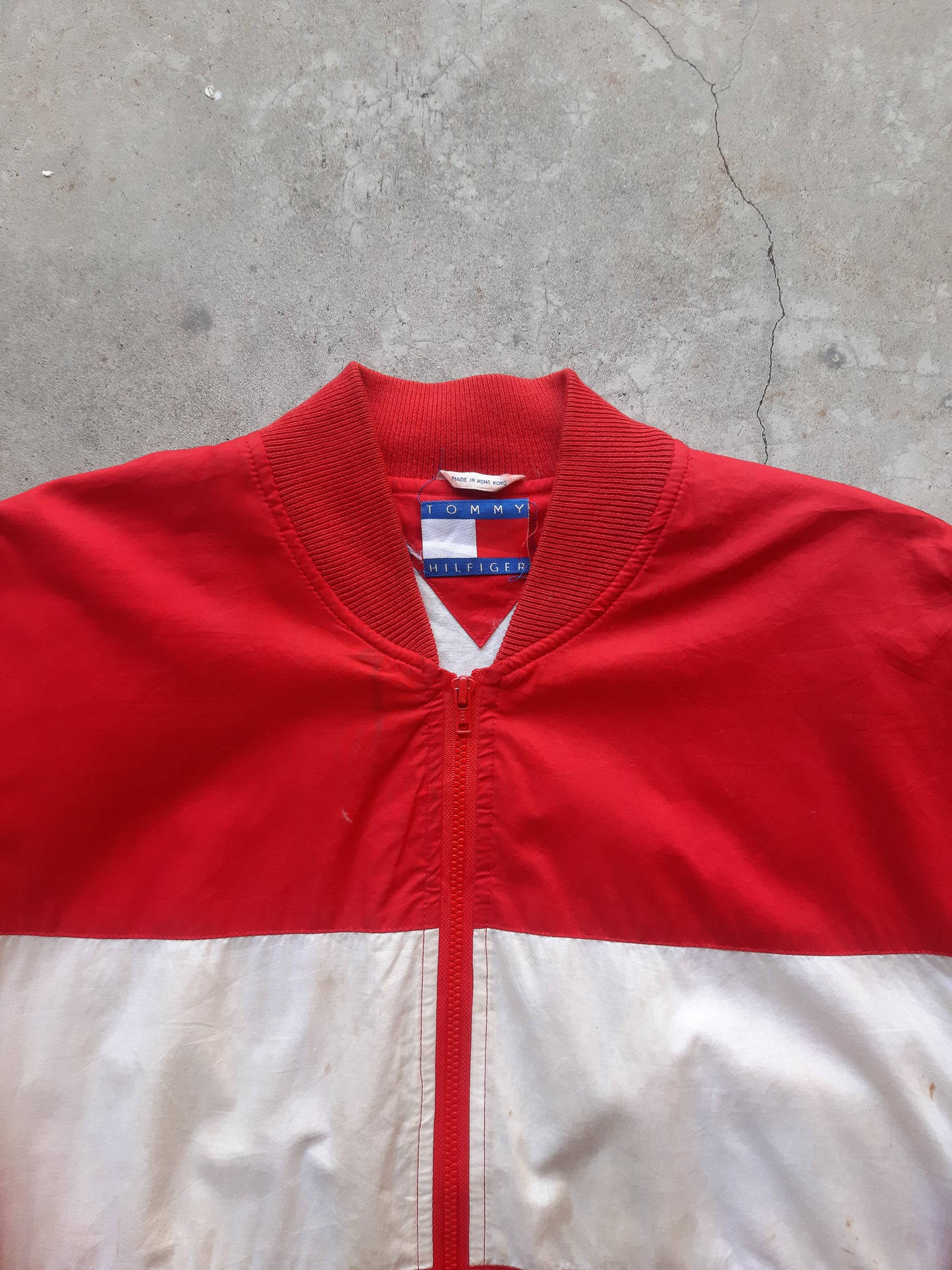 Vintage 90s Tommy Hilfiger Horizontal Stripe Bomber Jacket (M)