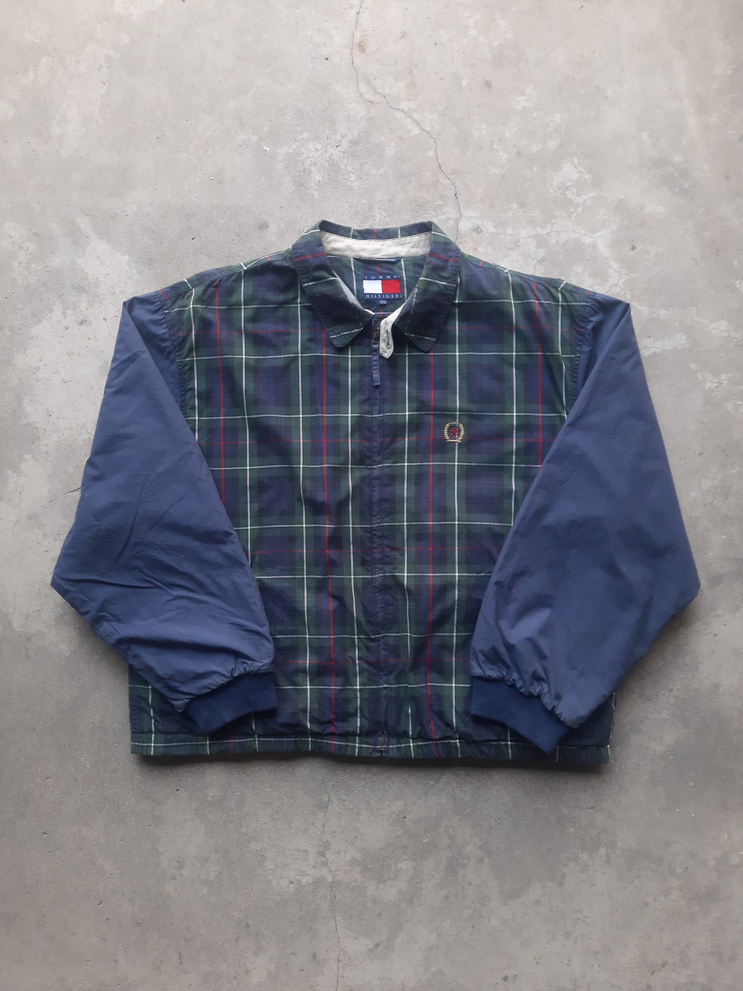 Vintage 90s Tommy Hilfiger Plaid Colour Block Harrington Jacket (L)