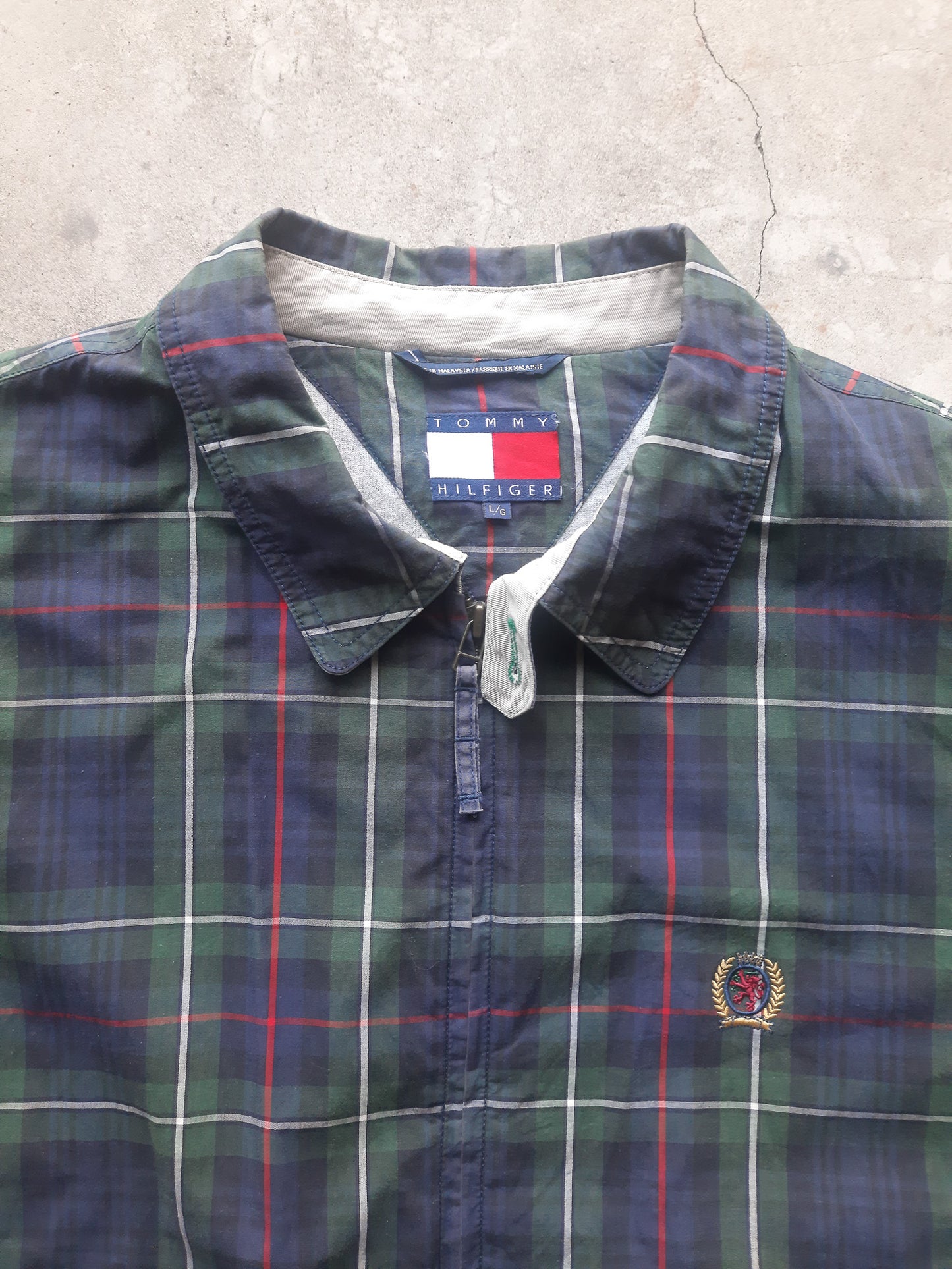 Vintage 90s Tommy Hilfiger Plaid Colour Block Harrington Jacket (L)