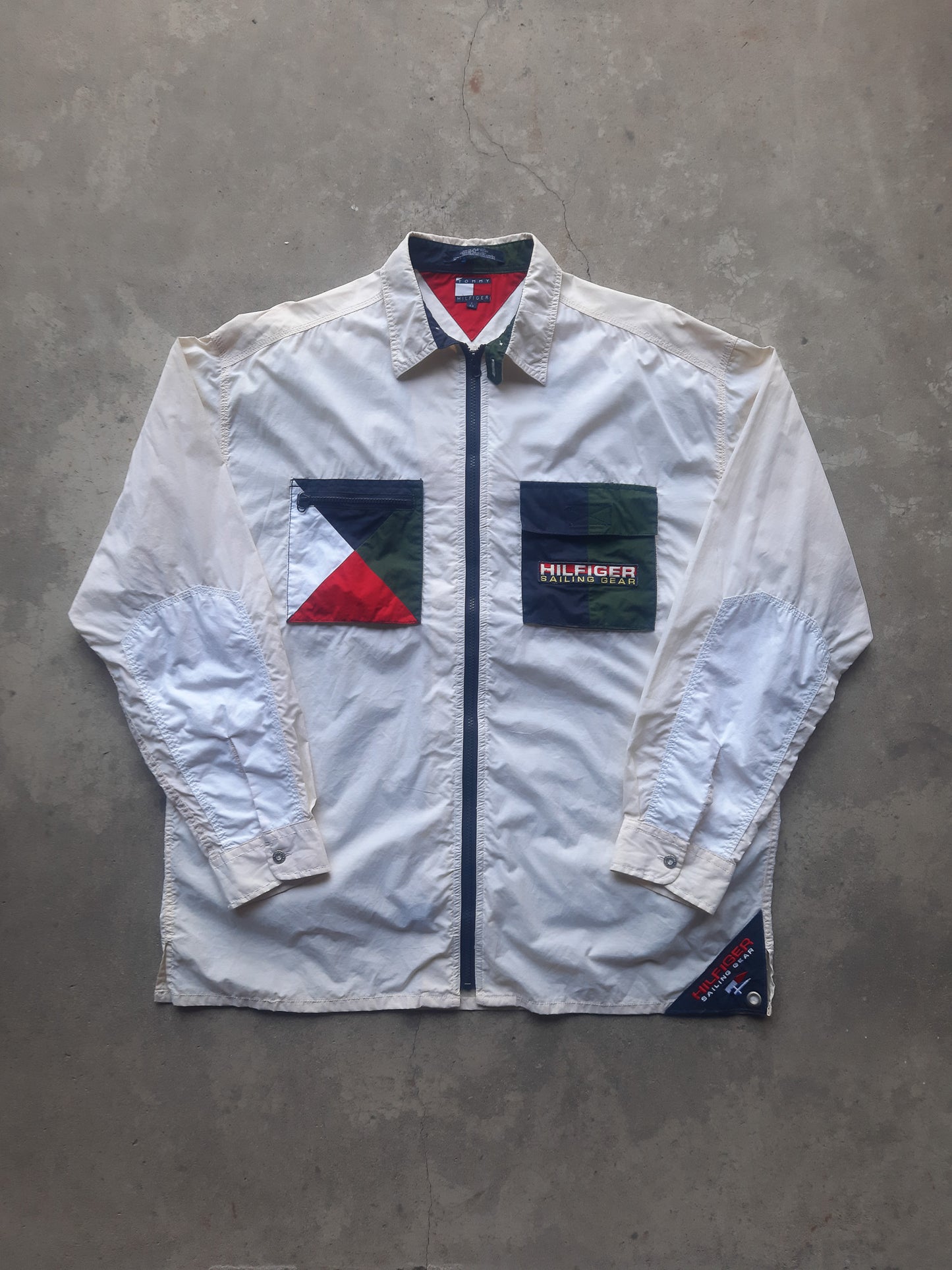 Vintage 90s Tommy Hilfiger Sailing Gear Zip Up Overshirt Jacket (L)