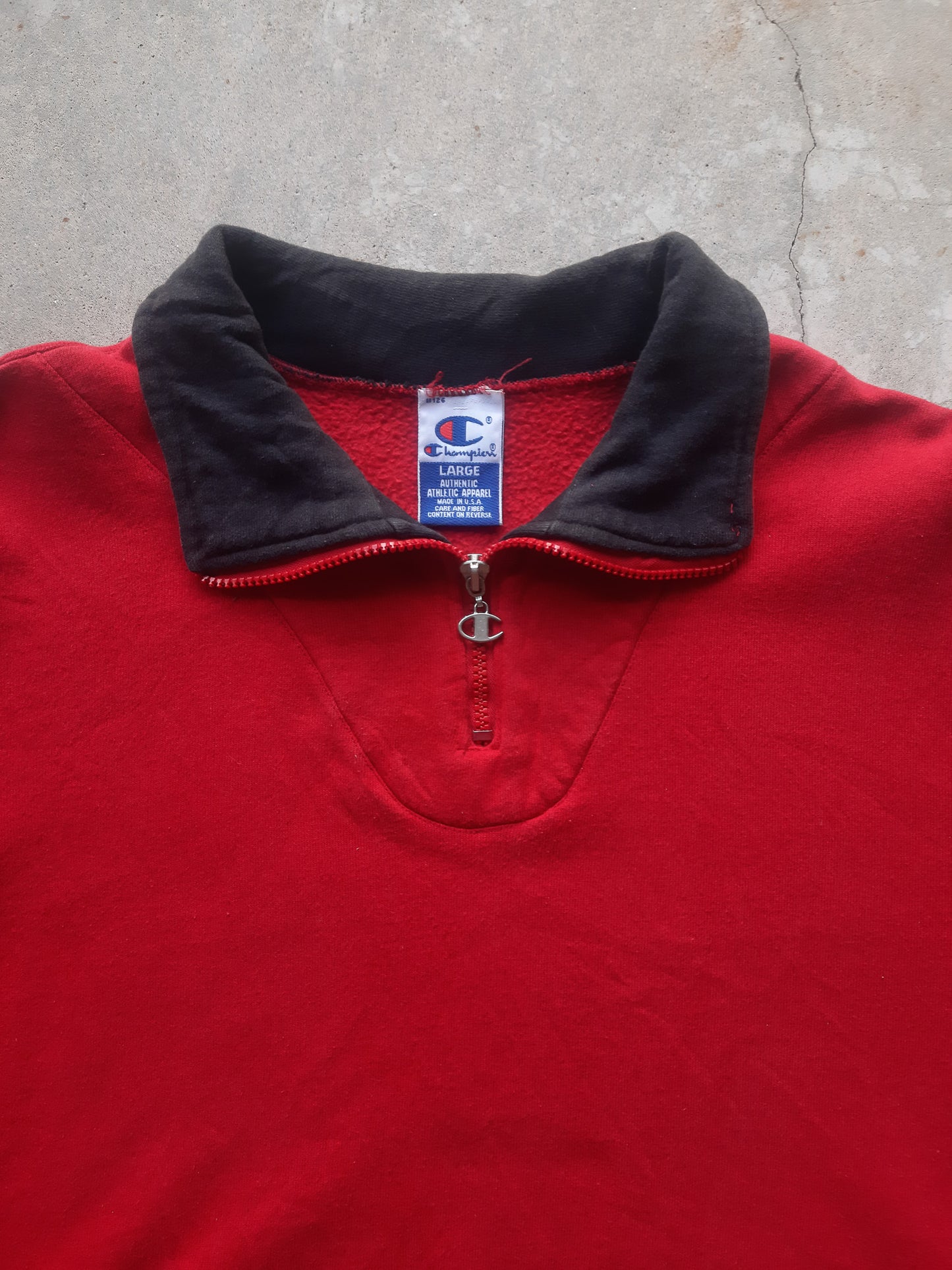 Vintage 90s Champion Quarter Zip Made in USA Blank Sweatshirt (L)