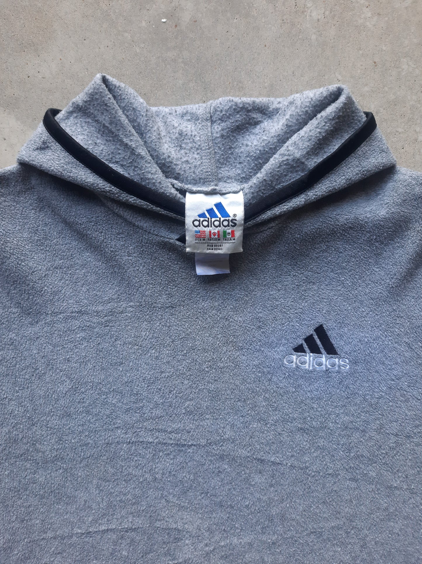 Vintage 90s Adidas Embroidered Logo Hooded Sweatshirt (M)