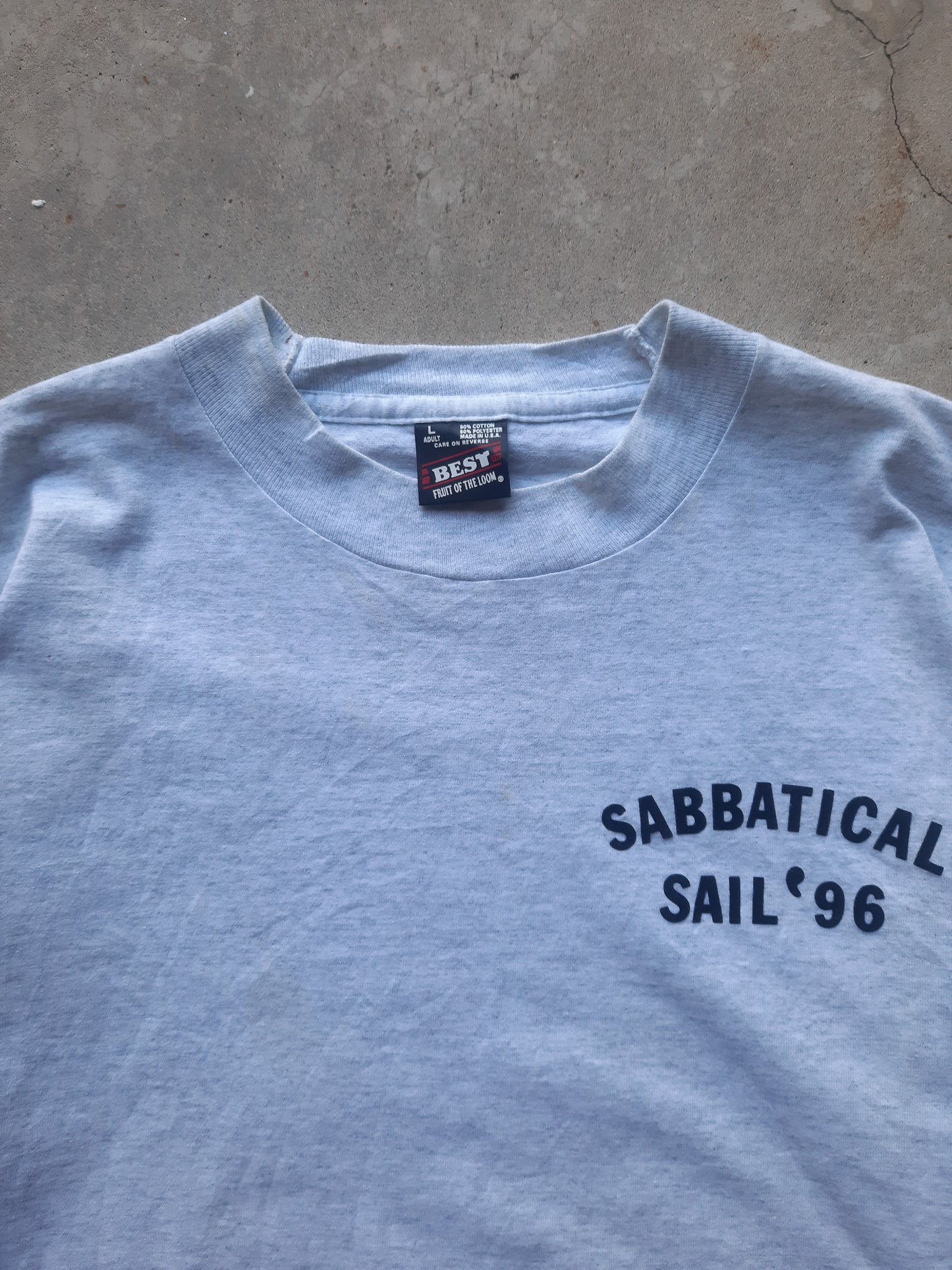 Vintage 90's Sabbatical Sail 96' Pushing 50 Is Enough Exercise Statement T-Shirt (L)