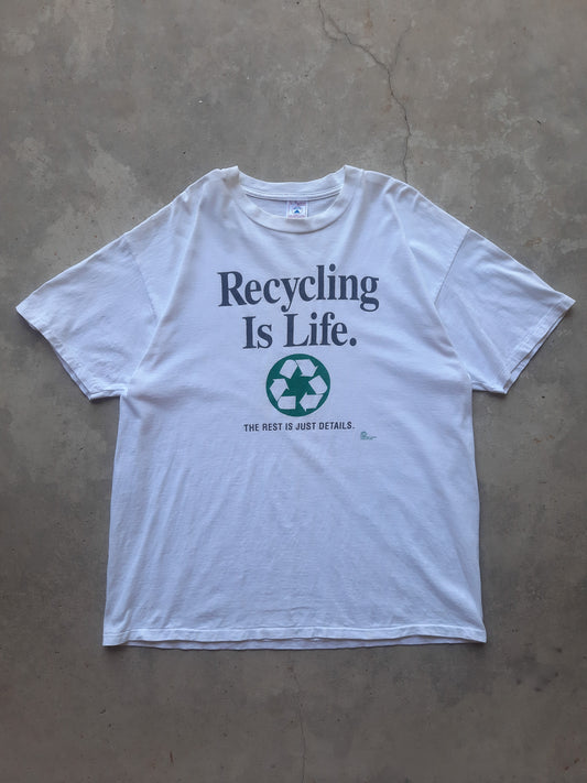 Vintage 90's Recycling Is Life The Rest Is Just Details Earth Nature Liberation T-Shirt (XL)