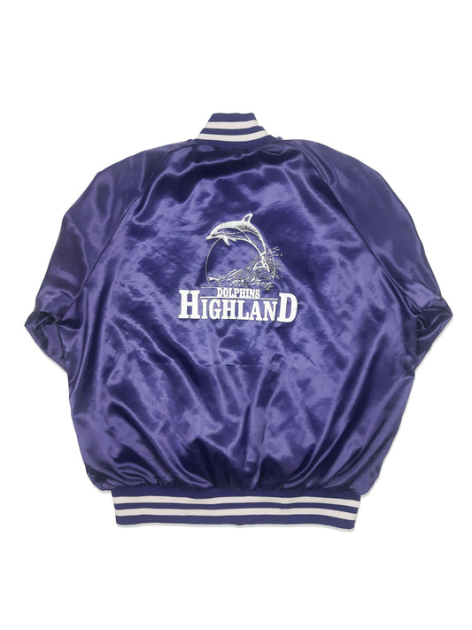 Vintage 90s Dolphins Highland Satin Varsity Jacket (XL)