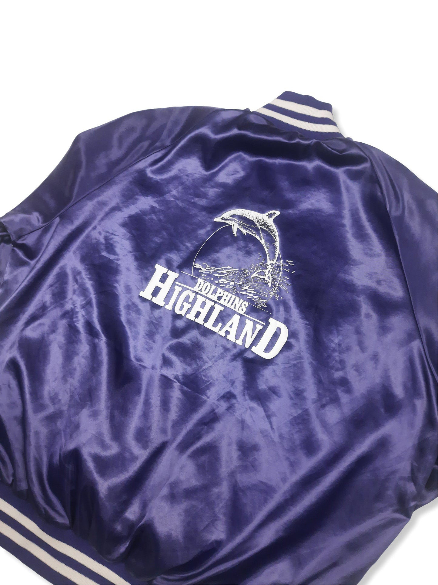 Vintage 90s Dolphins Highland Satin Varsity Jacket (XL)