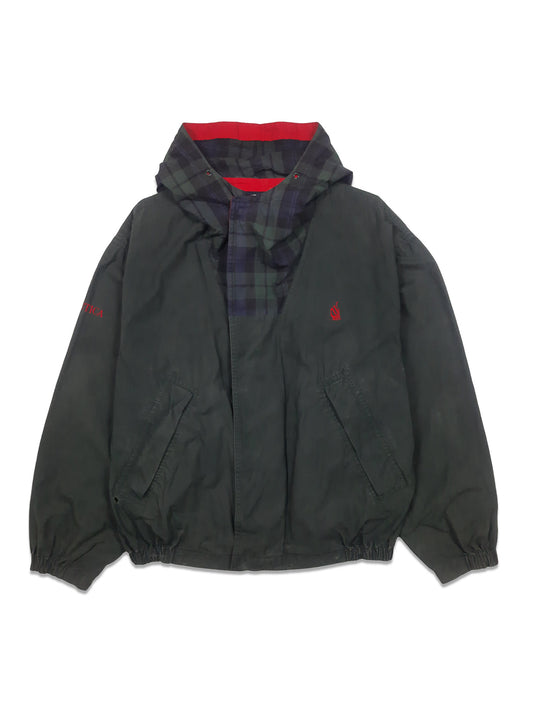 Vintage 90s Nautica Plaid Hooded Windbreaker (L)