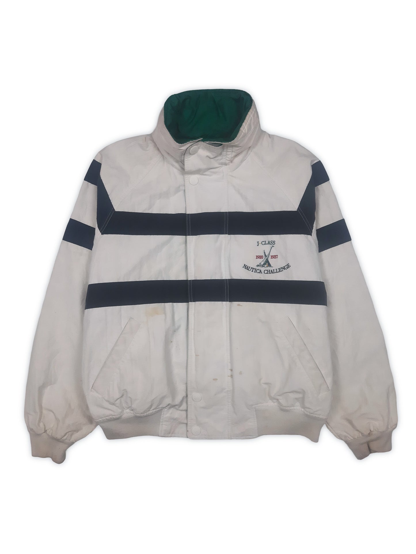 Vintage 90s Nautica Challenge J-Class Striped Sailing Jacket (L)