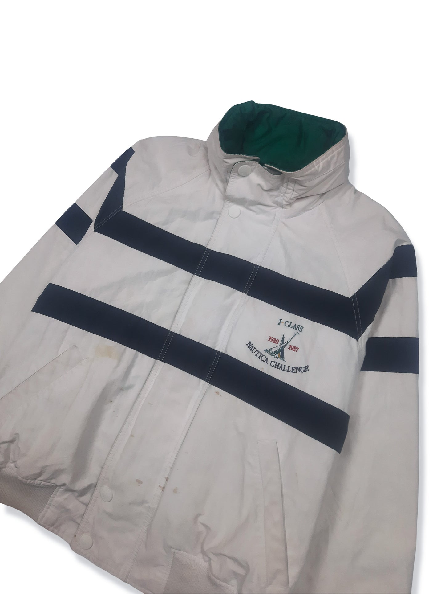 Vintage 90s Nautica Challenge J-Class Striped Sailing Jacket (L)